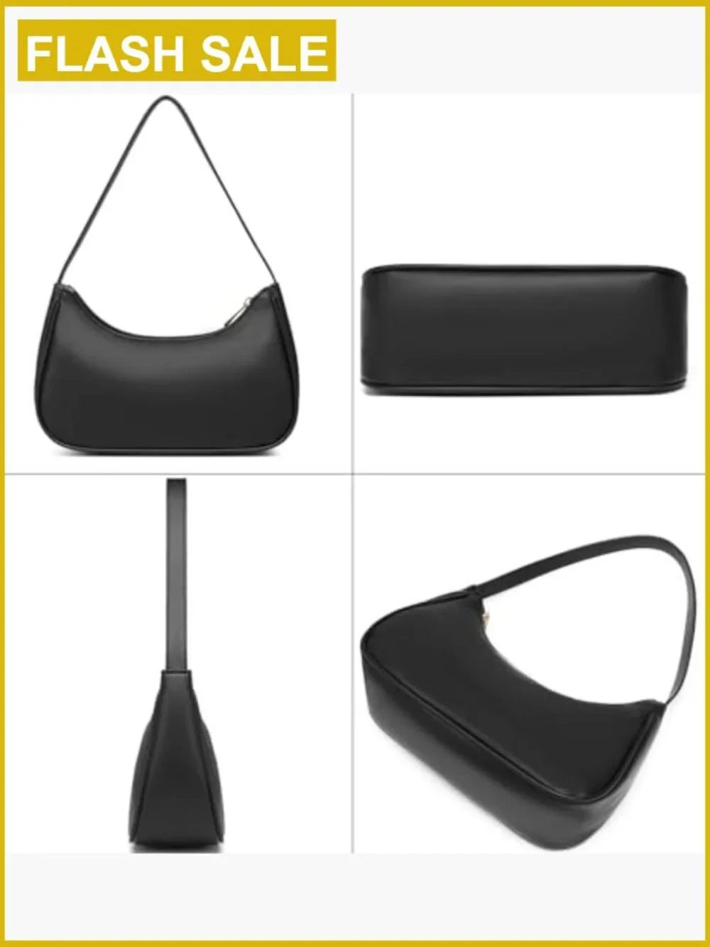 Vegan Leather Hobo Sling Tote Handbag Clutch Purse with Zipper Closure